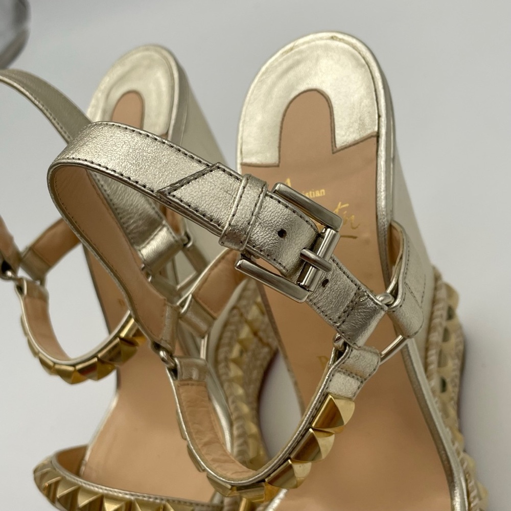 (SOLD) Christian Louboutin Cataclou 140 Nappa Silk Wedge's (1160975)- Size 40 EU - Picture 10 of 14